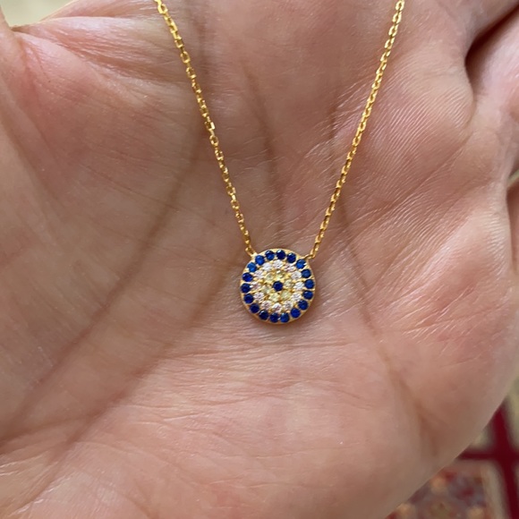 dainty Evil Eye Necklace Gold Plated16